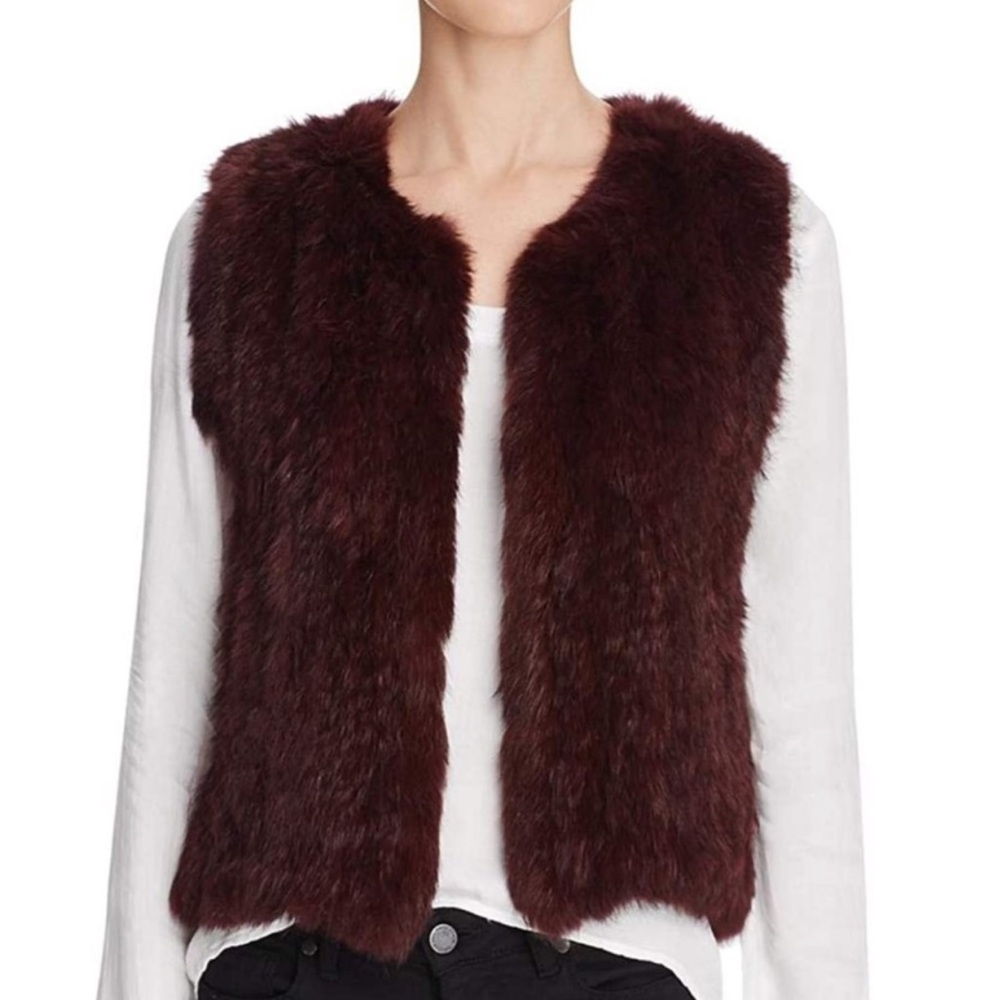 525 America Luxe Vest Burgundy Dyed Rabbit Fur Size Medium
